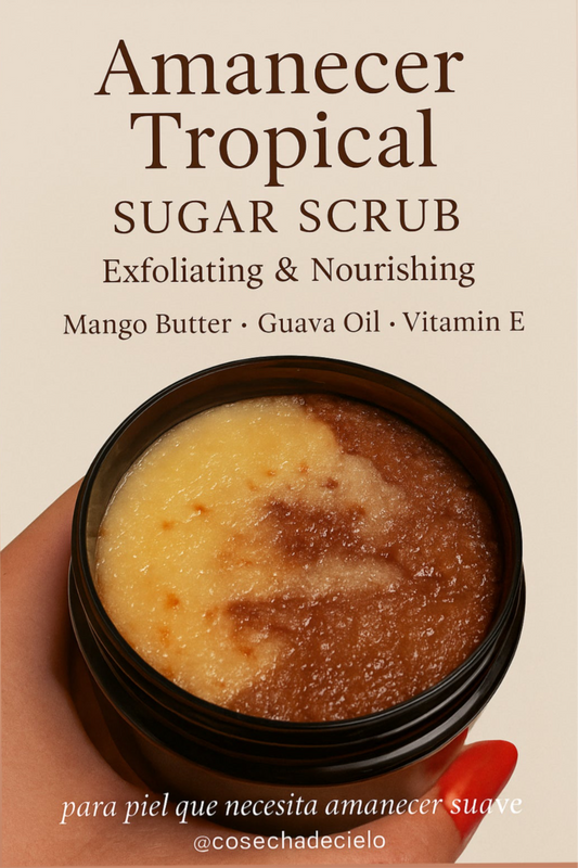 Amanecer Tropical – Healing Sugar Scrub
🌞 For soft, glowing, and deeply nourished skin